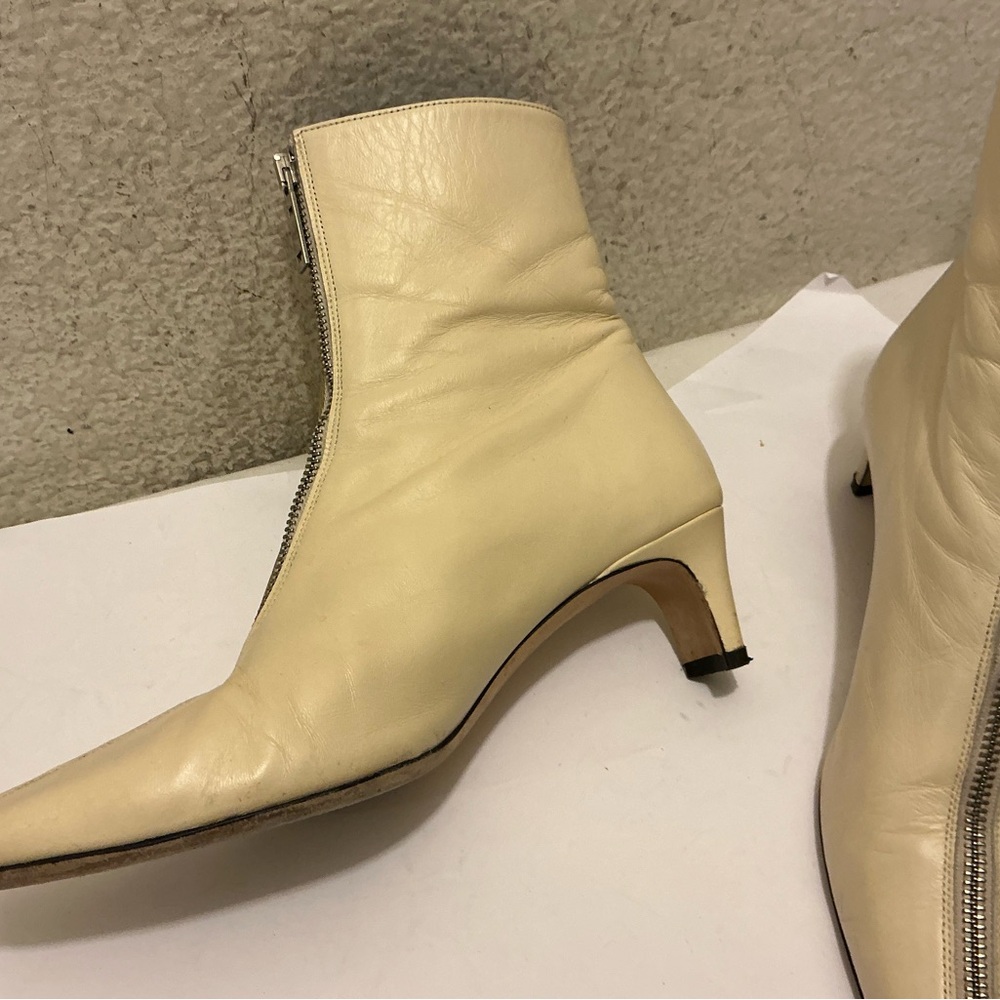 STAUD Cream Zippered Heeled Boots size 37.5 EUR - Picture 2 of 9